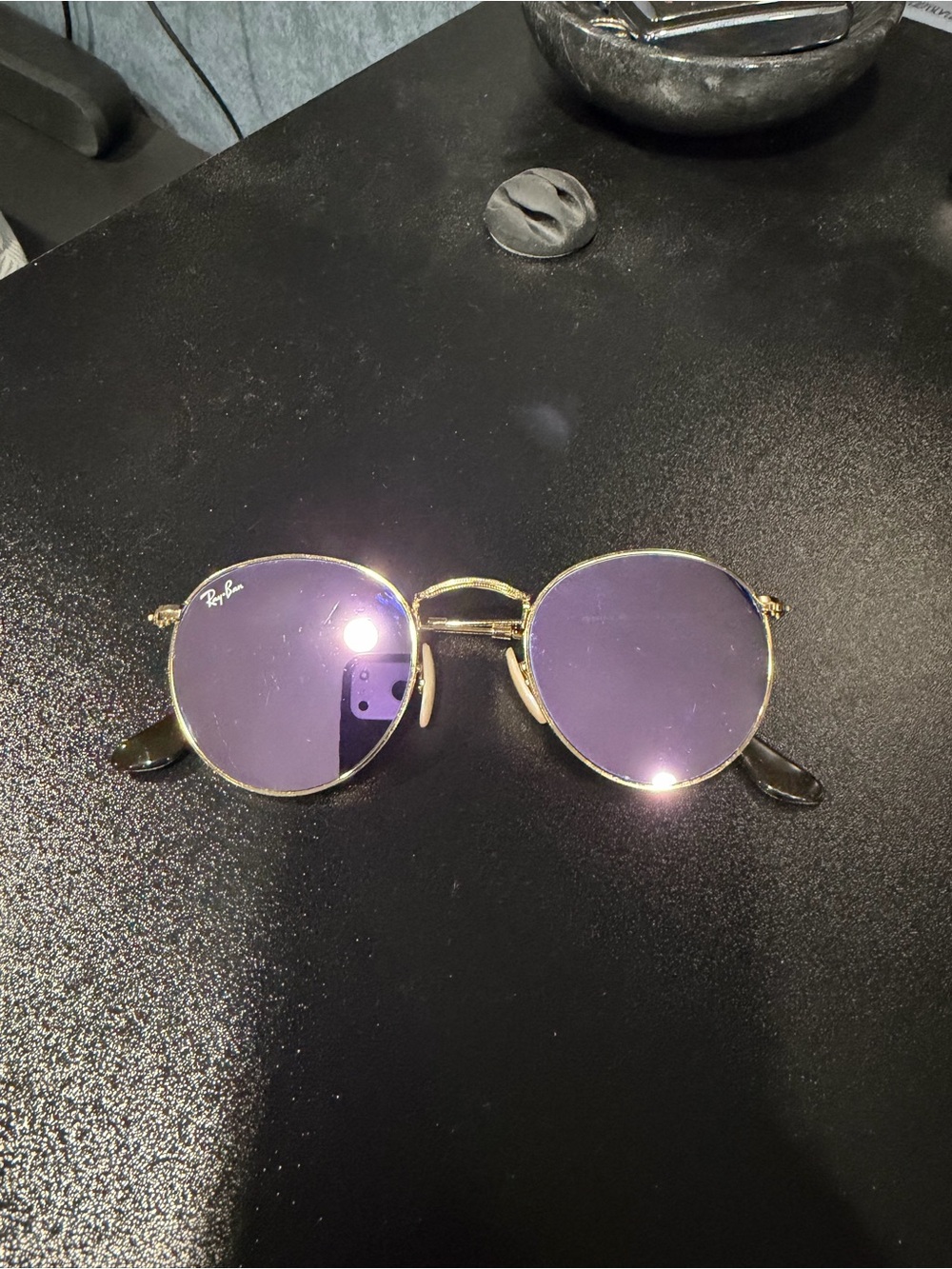 Ray-Ban Round Metal RB3447 Gold/Violet Sunglasses